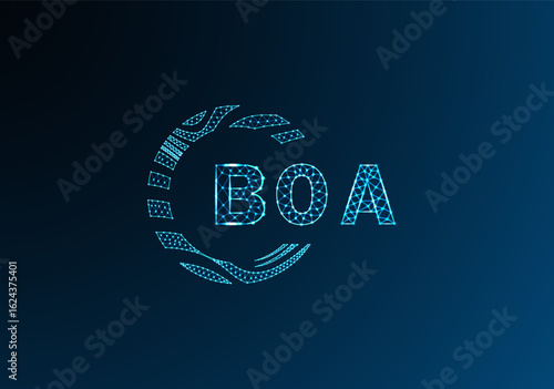BOA low poly letter logo vector design. BOA lower poly logo design. BOA unique low poly logo design.