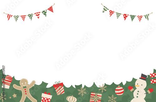 クリスマスのフレームベクターイラスト 上下段