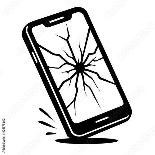 Broken Smartphone with a Smashed and Cracked Screen - Damaged Technology