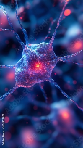 Neuron connections illustrated with vibrant colors showcasing the complexity of the nervous system in close-up view