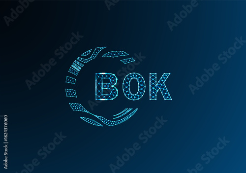 BOK low poly letter logo vector design. BOK lower poly logo design. BOK unique low poly logo design.