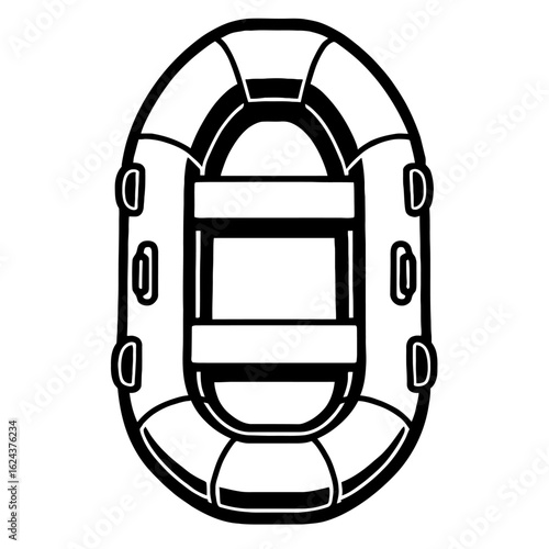 Inflatable Raft Top View Vector - Recreation and Leisure Graphic for Water Sports and Adventure