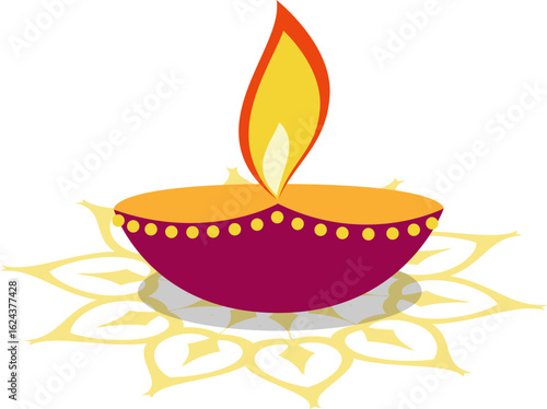 Diwali Diya Oil Lamp Illustration