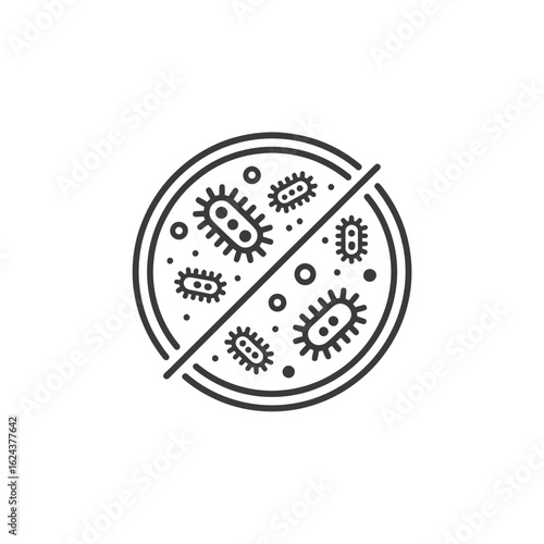Antibacterial protection symbol with microbes
