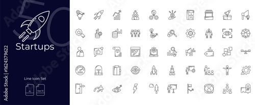 Startups Line Editable Icons set. Vector illustration in modern thin line style of Startups icons: business, entrepreneur, creative, etc