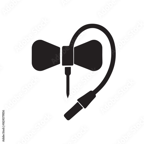 Butterfly catheter, silhouette vector icon, symbol on white background