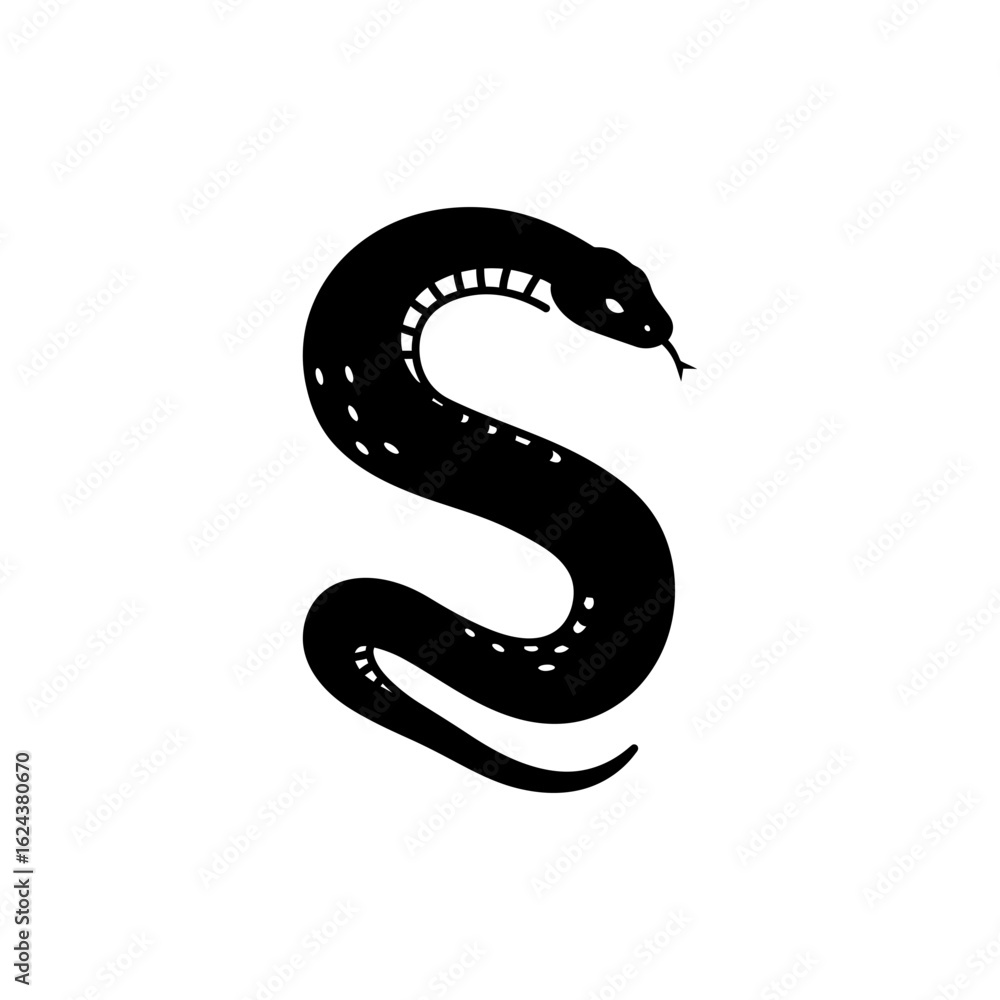 Fototapeta premium Letter S Snake Theme Black Filled Icon