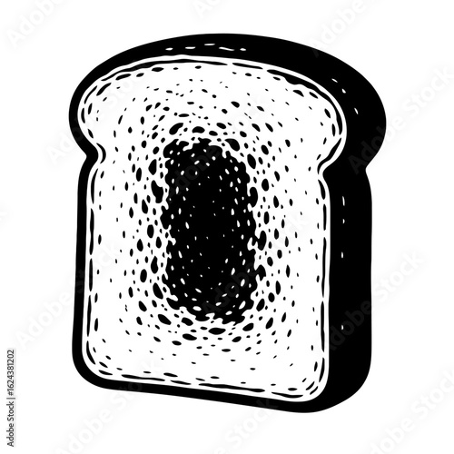 Hand Drawn Black and White Bread Toast Slice Vector Illustration