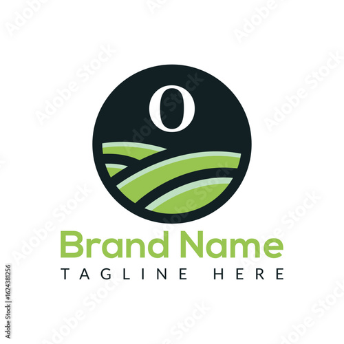 Green eco company logo design with a leaf symbol vector illustration O logo Design