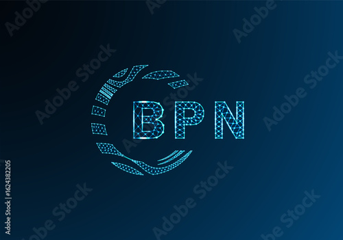 BPN low poly letter logo vector design. BPN lower poly logo design. BPN unique low poly logo design.