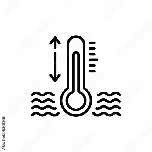 Thermometer measuring temperature fluctuations with wavy lines