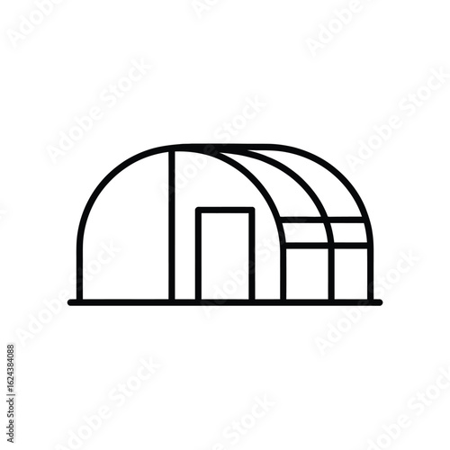 Simple greenhouse icon with door and windows