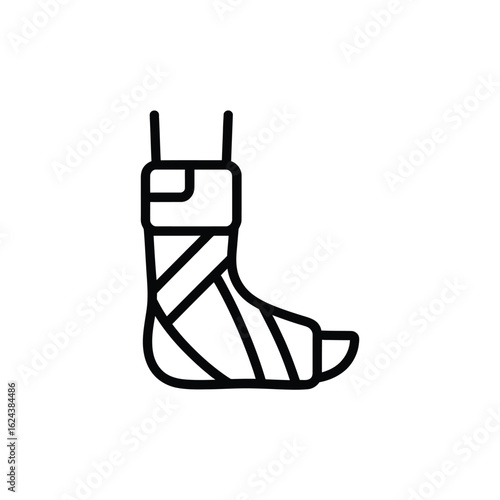 Simple line art icon of a foot cast