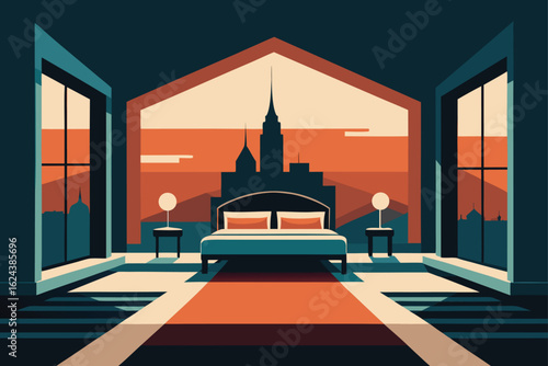monochrome luxury hotel room vector   (1).eps