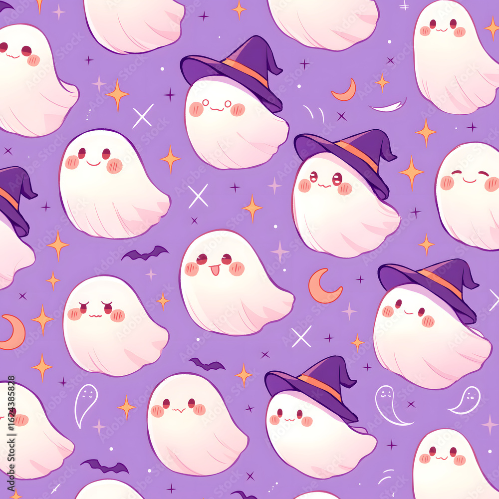 Fototapeta premium Delightful phantom celebration showcasing cute Halloween traditions