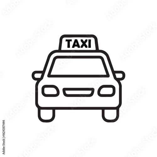 Taxi Cab line art icon, silhouette vector, symbol on white background