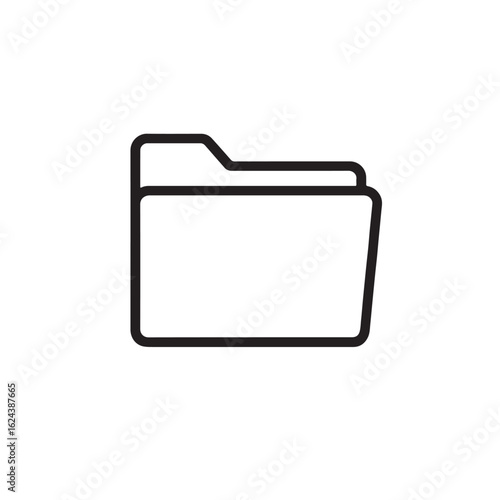 Open folder line art silhouette vector icon, symbol on white background