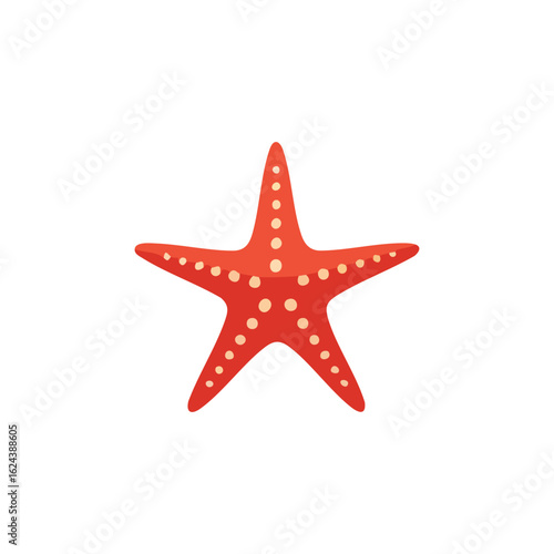 Vibrant Sea Star Illustration A vivid depiction of a red starfish, showcasing its iconic five-point symmetry and intricate textures, perfect for aquatic and marine-themed visuals.