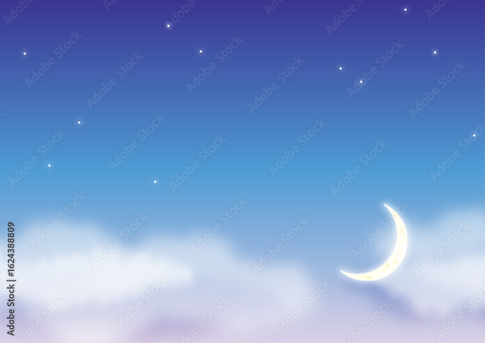 Fototapeta premium 三日月の夜の背景素材