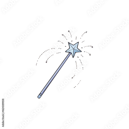 Sparkling Magic Wand A captivating image of a beautifully illustrated magic wand, radiating enchantment and wonder.