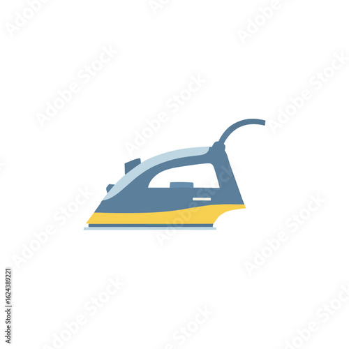 Iron for Fabric Care A modern, colorful flat-lay illustration of an iron, the essential tool for maintaining crisp and neat attire, symbolizing meticulous fabric care.
