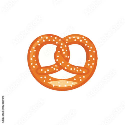 Golden Baked Pretzel A freshly baked pretzel, featuring a distinctive twisted shape and golden-brown crust, is sprinkled with coarse salt, evoking the flavors of a traditional snack.