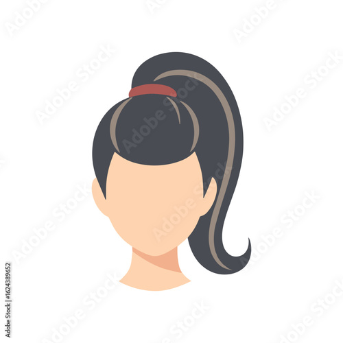 Ponytail Hairstyle Portrait An illustrative depiction of a faceless individual sporting a sleek ponytail hairstyle. 