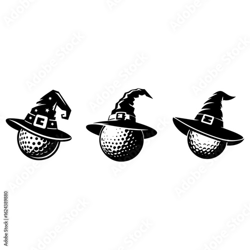 Halloween golf ball with witch hat 
