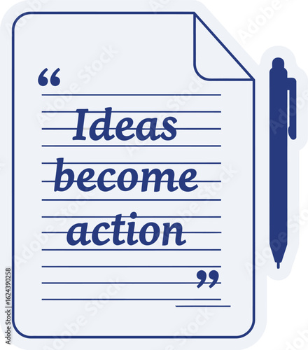Flat vector symbolizing transformation of ideas into action. Great for visuals about creativity, execution, productivity, and self-motivation in a clean, minimal style.