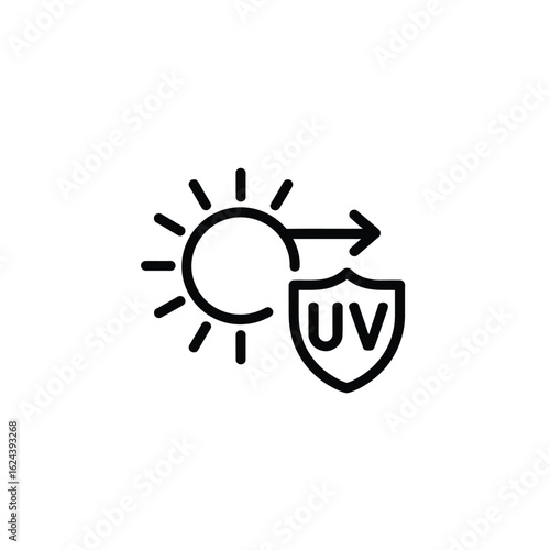 Sun protection symbol with uv shield icon