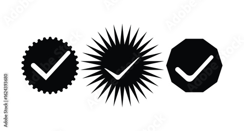 tick check icon , social media verified badge  icon, check mark button icon, Check marks symbol,  Vector Illustration EPS 10.