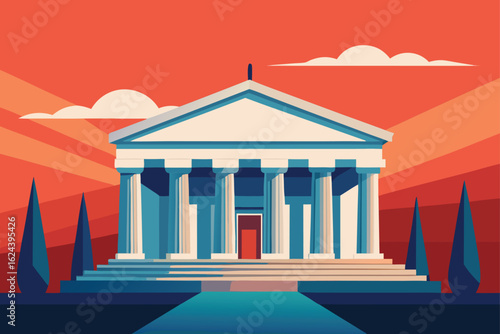 pillared public library in neoclassical style  .eps