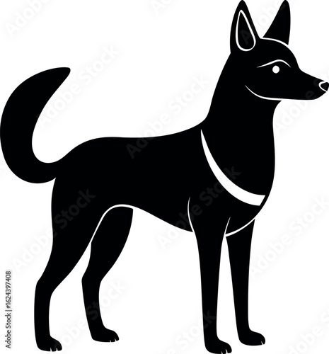 dingo with pointy ears and a lean alert stance