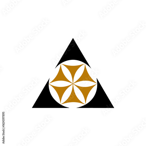 Modern Sacred Geometry Logo with Golden Seed Pattern