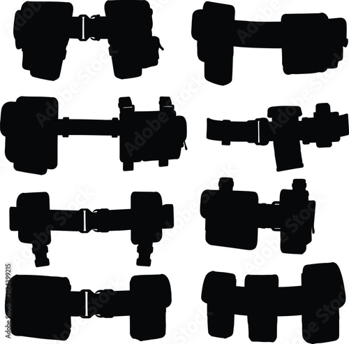 Military Belt and Pouch Silhouettes: A Vector Collection of Tactical Belts and Gear for Security and Outdoor Themes.