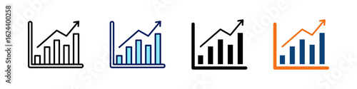 Ascending Bar Chart All In One Icon Multi Styles Vector Set