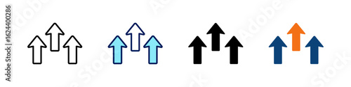 Arrow Upward All In One Icon Multi Styles Vector Set