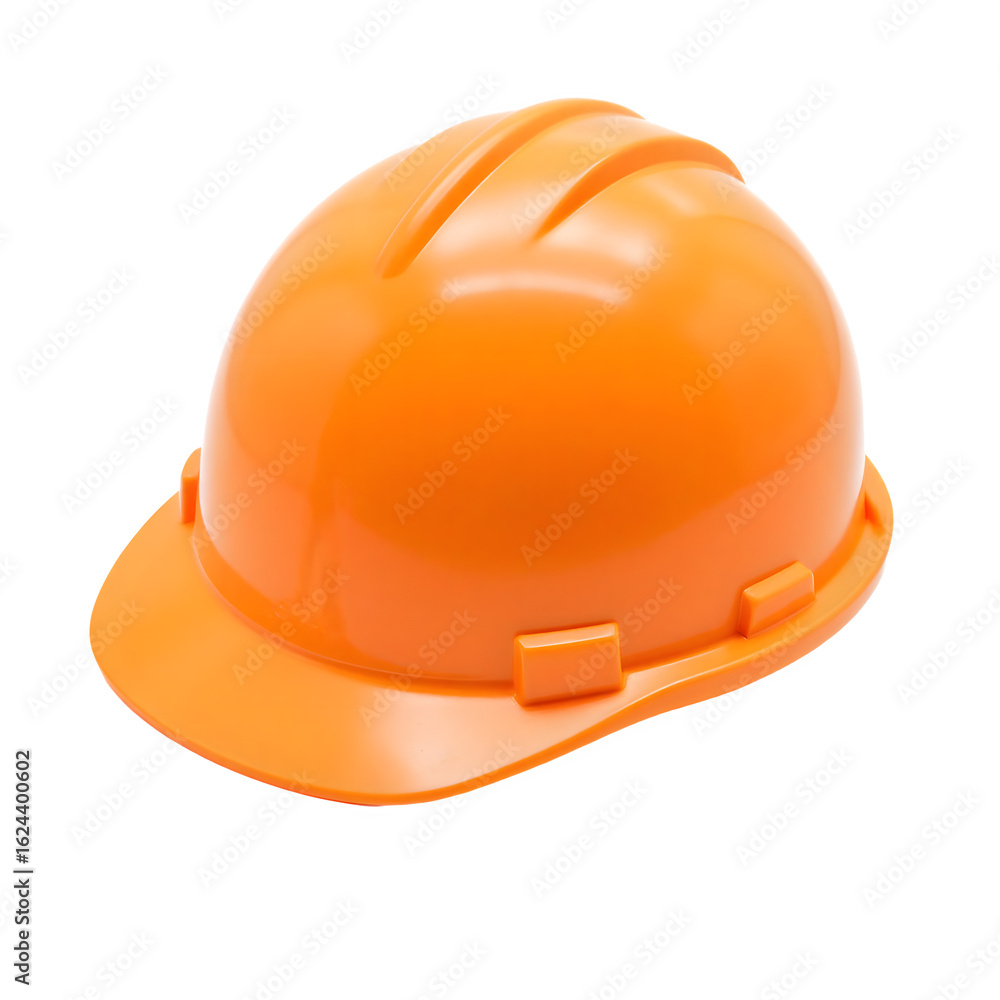 Fototapeta premium Orange Construction Safety Helmet with Glossy Surface on Transparent Background