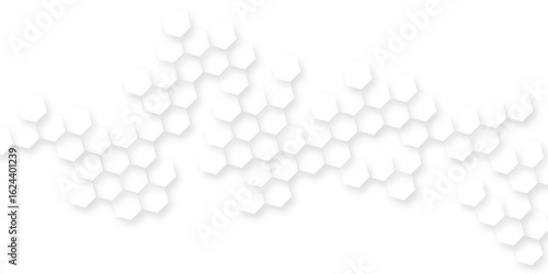 modern and seamless hexagon is arranging randomly, Abstract white vector wallpaper with hexagon grid, panoramic wall of Random shifted white honeycomb hexagon background.