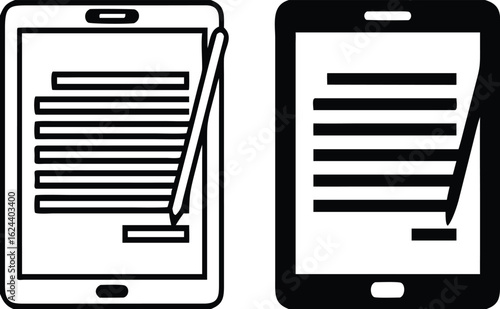 Tablet Icons. Black and White Vector Illustration. Portable Electronic Device With Touch Screen. Gadget, Technology. Device Concept
