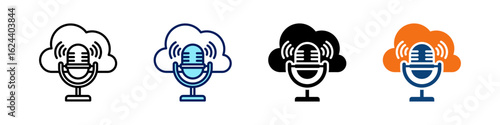 Cloud Podcasting All In One Icon Multi Styles Vector Set