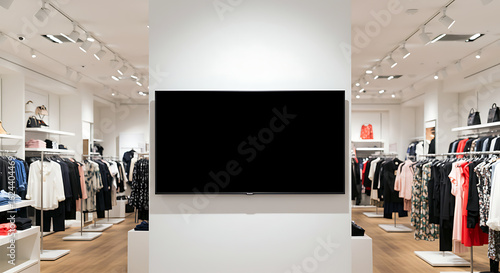  Blank TV Screen Mockup in Fashion Retail Store