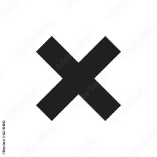 Black x error symbol icon vector flat design on white background.