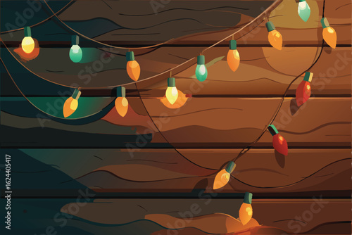 soft glowing strands of christmas lights draped a.eps
