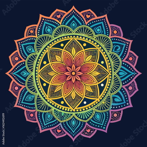 Adobe Illustrator Artwork Colour ful Mandela design.	