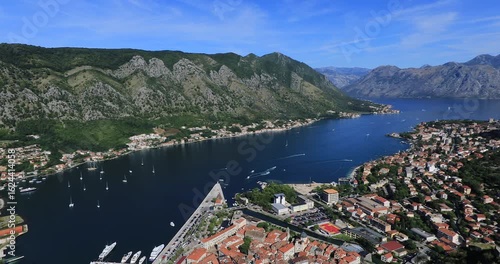 Panning right 4K motion of the city of Kotor, the old port of Kotor is surrounded by a fortification wall built during the Venetian period, Kotor is a UNESCO World Heritage, Kotor, Montenegro, Europe