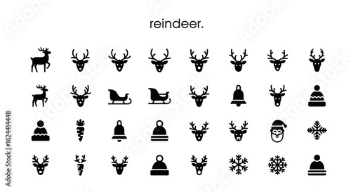 Reindeer Meat Icons: Solid Black Glyphs for Exotic & Northern Cuisine