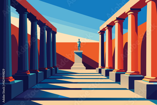vector of art museum with sculptures and columns   (1).eps