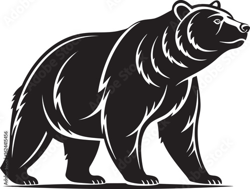 Black bear walking profile stylized vector