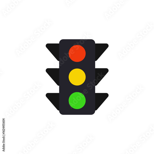 Road traffic lights icon. Traffic light operation. Street regulation system signals and road safety in the city. Vector illustration 